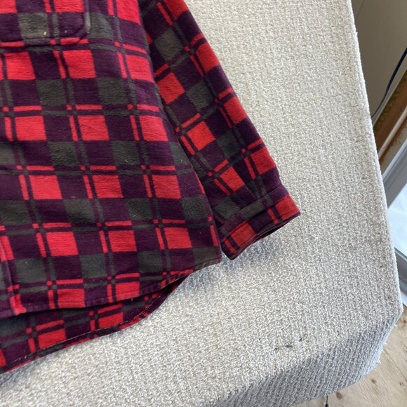 Vintage 60s Champion Flannel Shirt Red Plaid Button Front Workwear Sz 16.5 Read - Picture 4 of 16